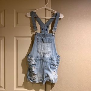 Blue Spice Denim Overall Shorts